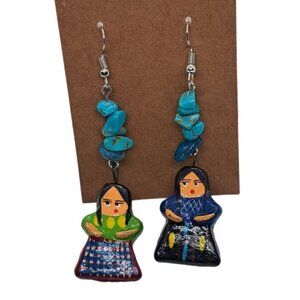 Handmade Isabel Earrings silver tone ear wires turquoise